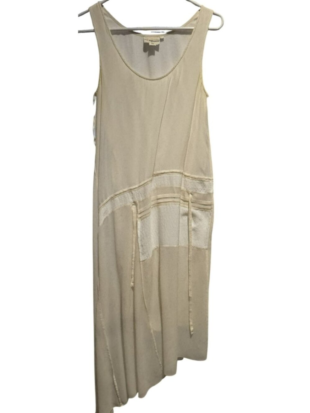 PURE DKNY Cream Silk Asymmetrical Shift Dress Minimalist Luxury Silk & Linen PS